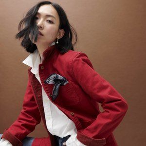 Alex Mill Red Cotton Chore Barn Worker Jacket Corduroy Collar Size S Small